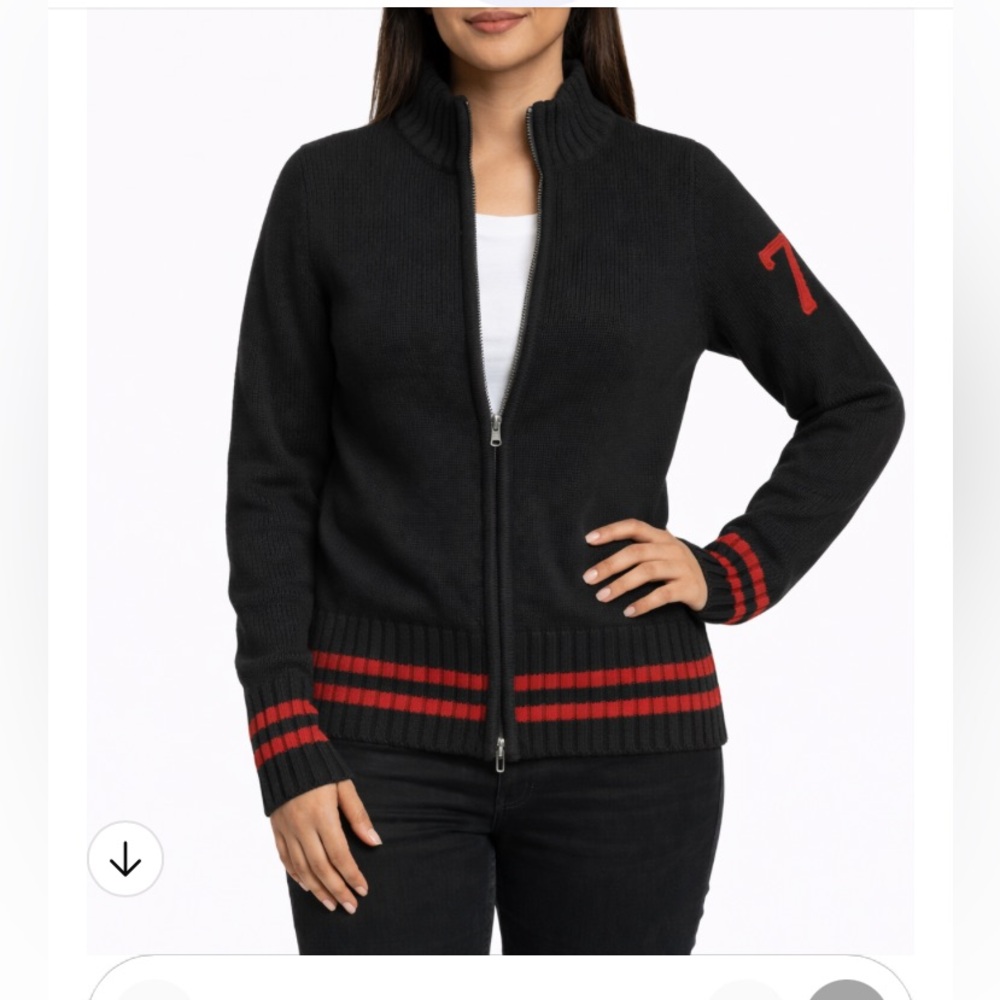 Y2K Urban Behaviour Black and Red Zip-Up Sweater, size medium